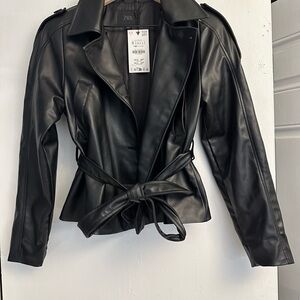 Viral Winter 2026 Zara Women's Sleek Black Leather Jacket - Brand new